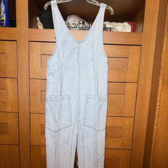 We the Free People High Roller denim jean baggy overalls jumpsuit onesie XS - Picture 1 of 16